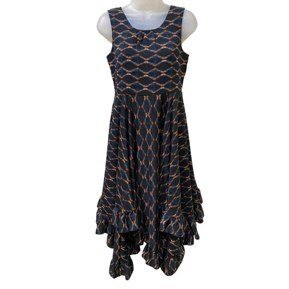 Mia Joy Women’s Sleeveless Hi-Low Ruffled Hem Dress Size 4 Black Multi Pattern - Picture 2 of 9